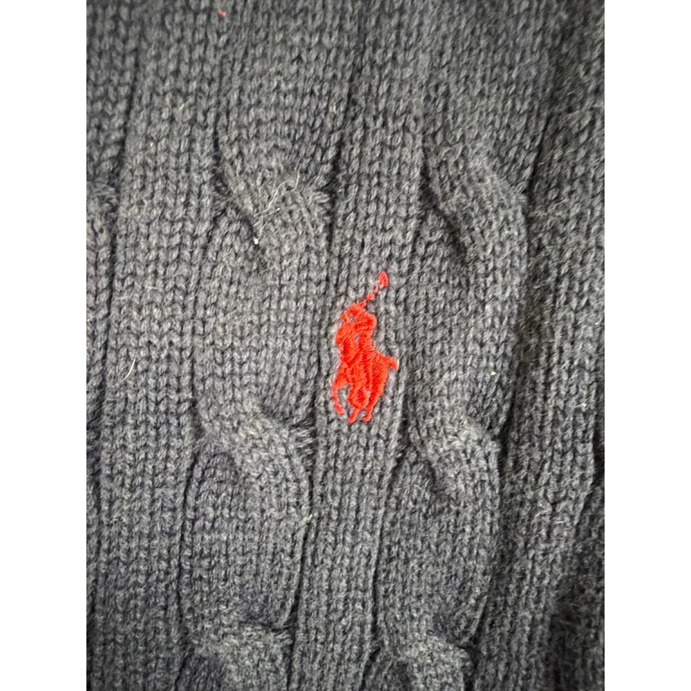 Polo Ralph Lauren Sweater Vest Boys Size 7 Navy Blue Cable Knit V-Neck Cotton